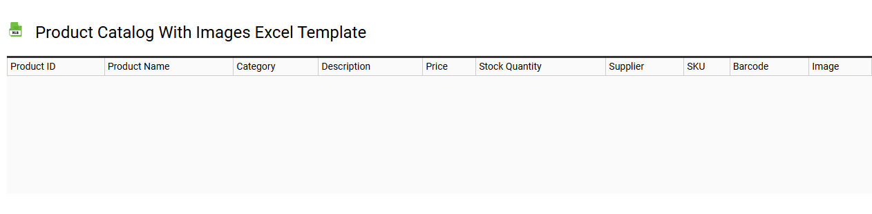 Product catalog with images Excel template