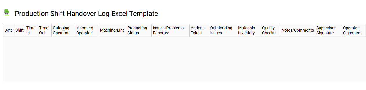Production shift handover log Excel template