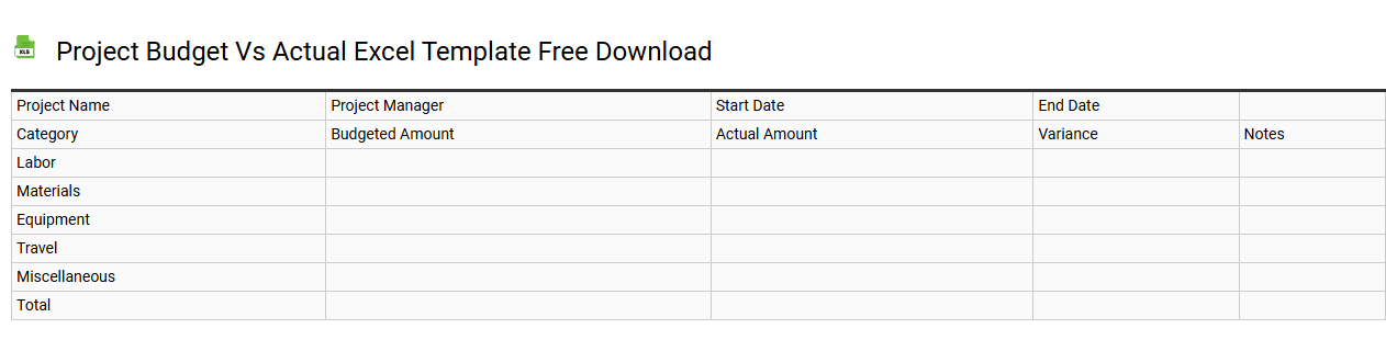 Project budget vs actual Excel template free download