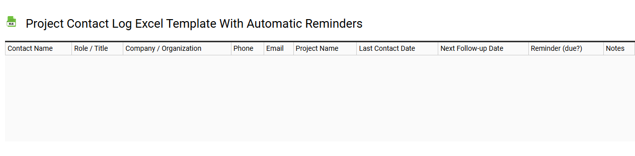 Project contact log Excel template with automatic reminders