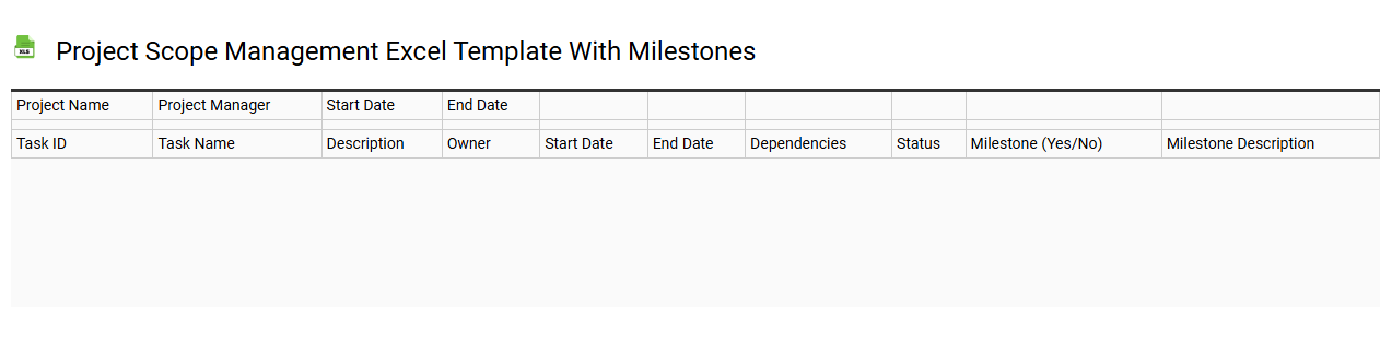 Project scope management Excel template with milestones