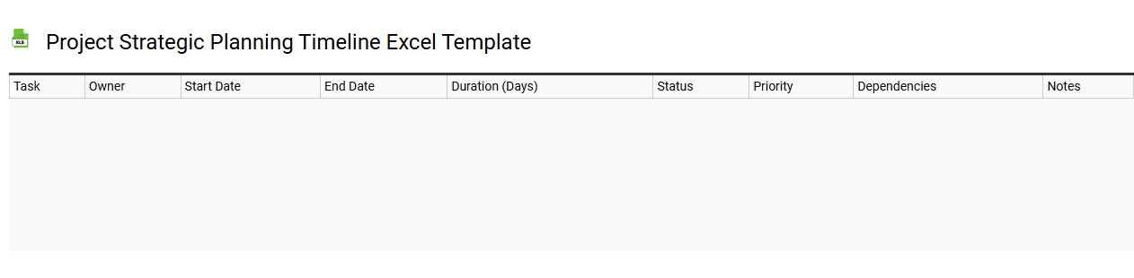 Project strategic planning timeline Excel template