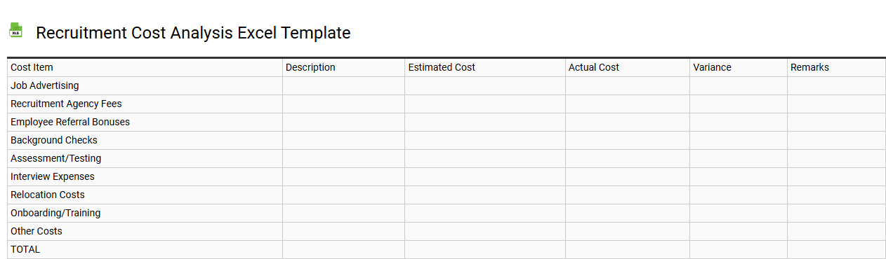 Recruitment cost analysis Excel template