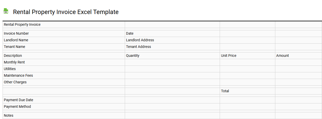 Rental property invoice Excel template