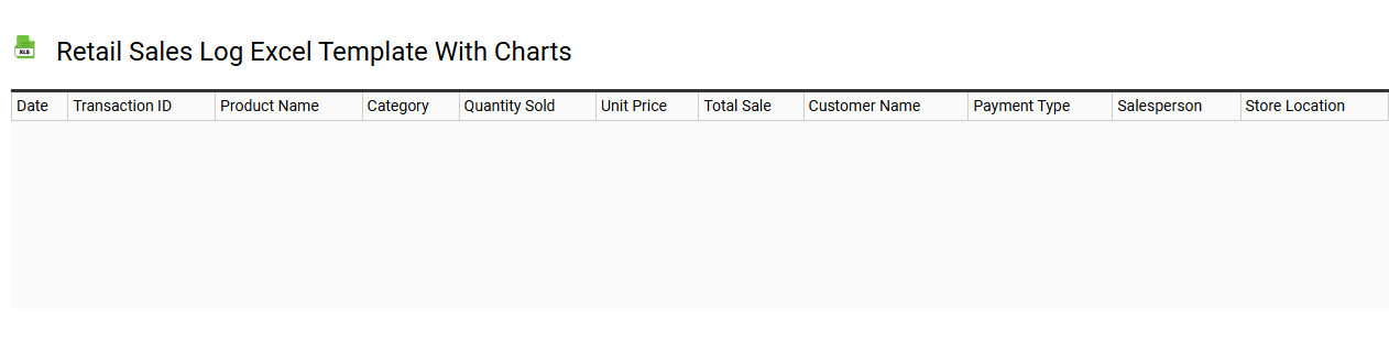Retail sales log Excel template with charts