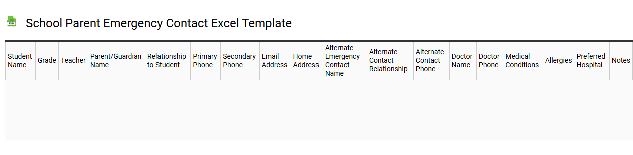 School parent emergency contact Excel template
