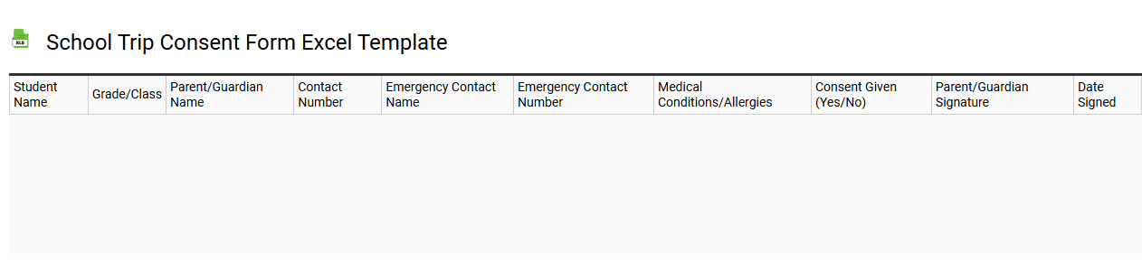 School trip consent form Excel template