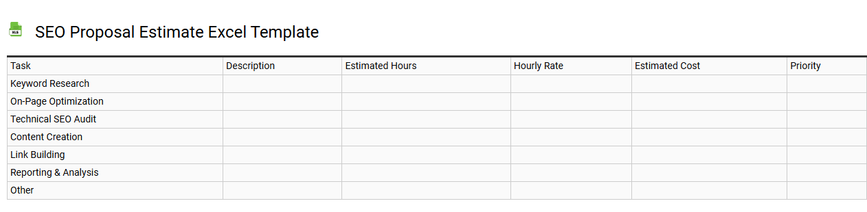 SEO proposal estimate Excel template