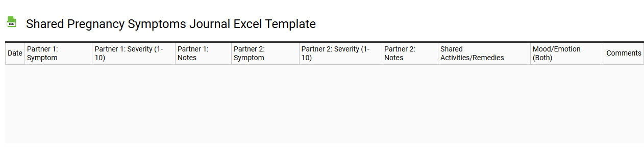 Shared pregnancy symptoms journal Excel template