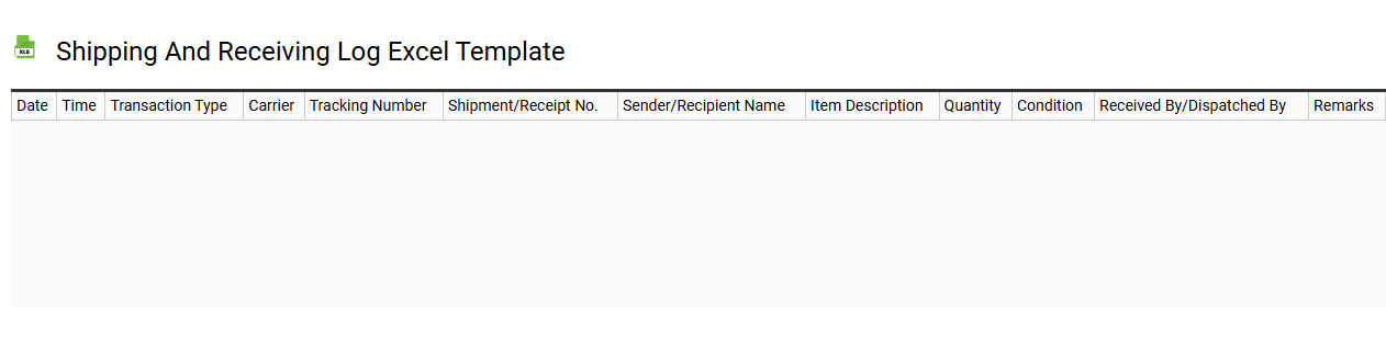 Shipping and receiving log Excel template