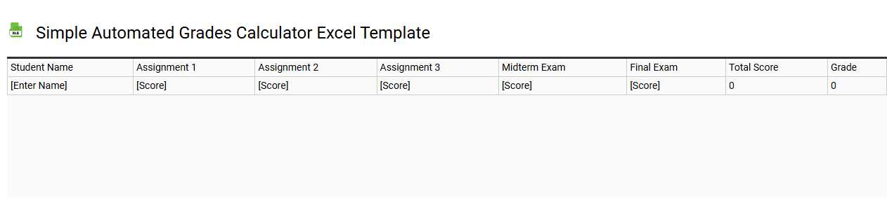 Simple automated grades calculator Excel template