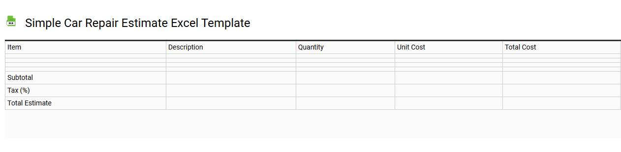 Simple Car repair estimate Excel template