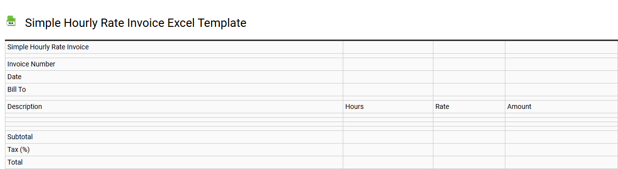 Simple hourly rate invoice Excel template
