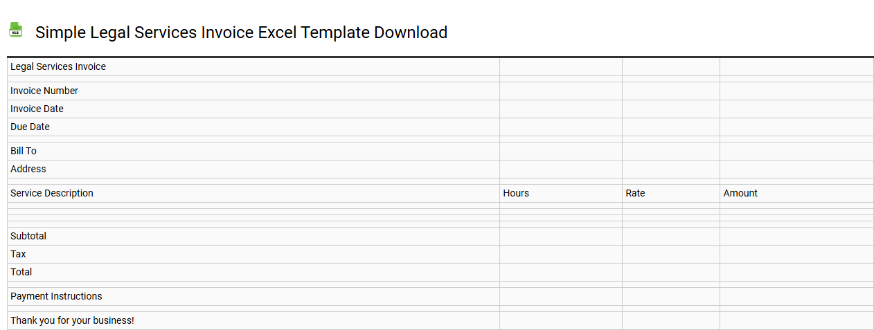 Simple legal services invoice Excel template download