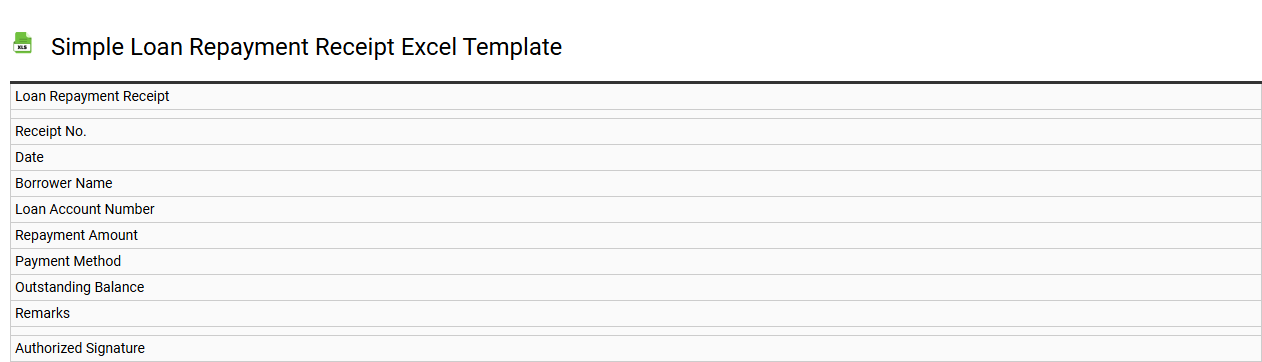 Simple loan repayment receipt Excel template