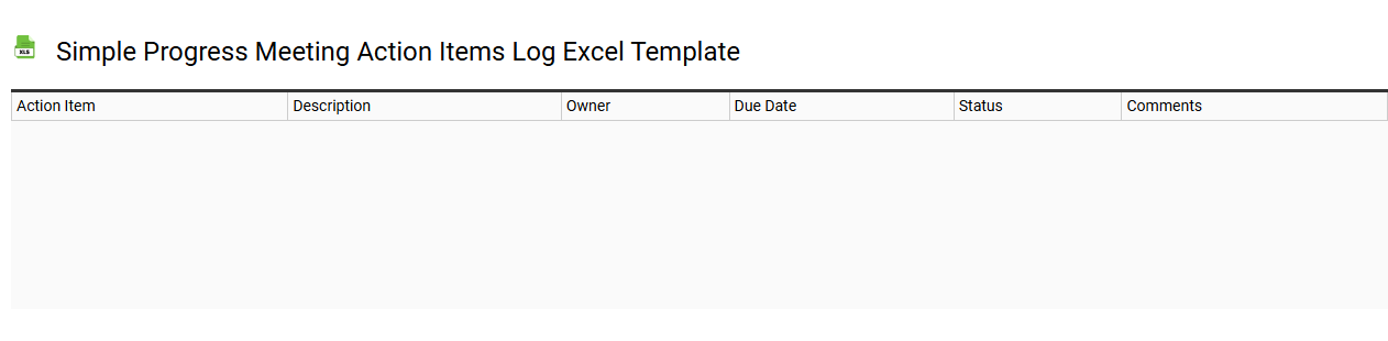 Simple progress meeting action items log Excel template