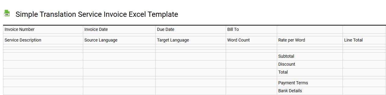 Simple translation service invoice Excel template
