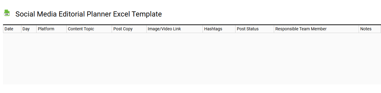 Social media editorial planner Excel template