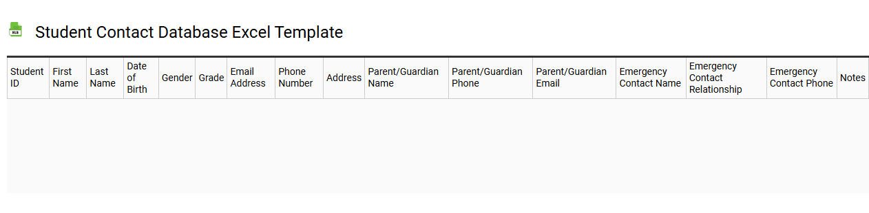 Student contact database Excel template
