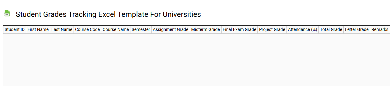 Student grades tracking Excel template for universities
