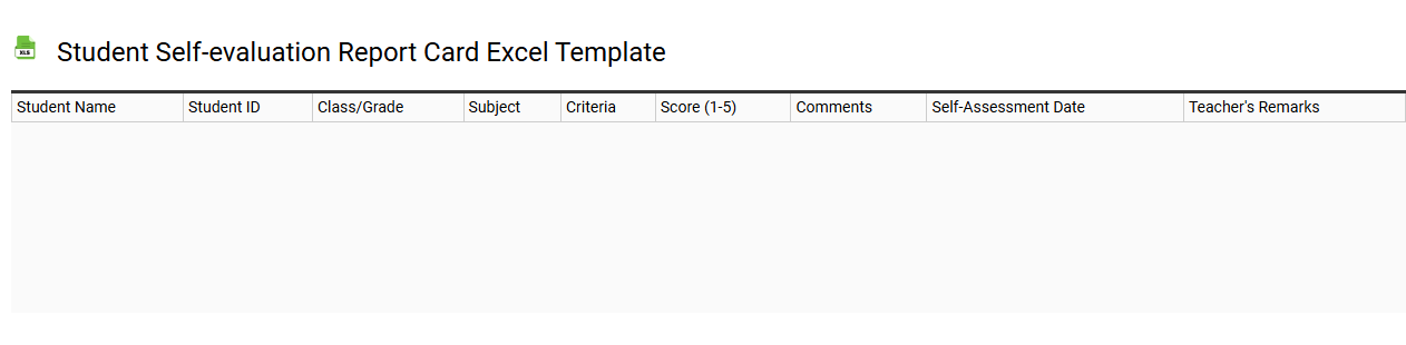Student self-evaluation report card Excel template