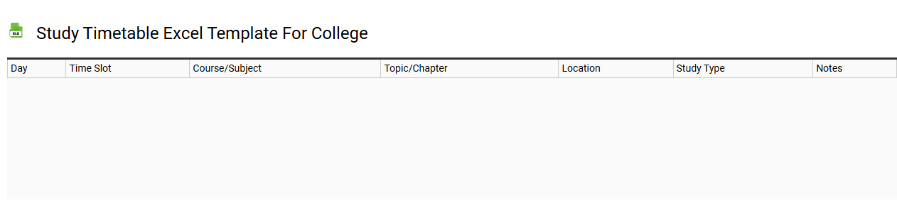 Study timetable Excel template for college