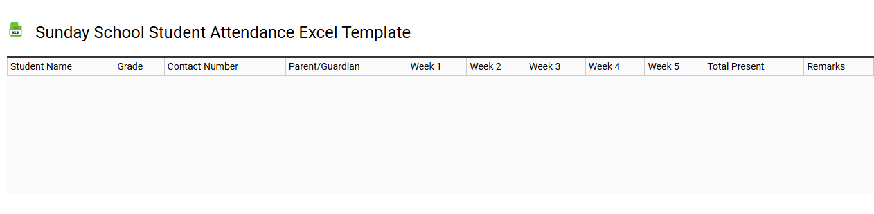 Sunday school student attendance Excel template