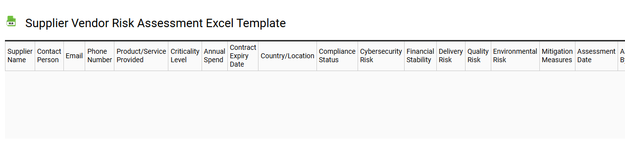 Supplier vendor risk assessment Excel template