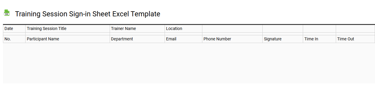 Training session sign-in sheet Excel template