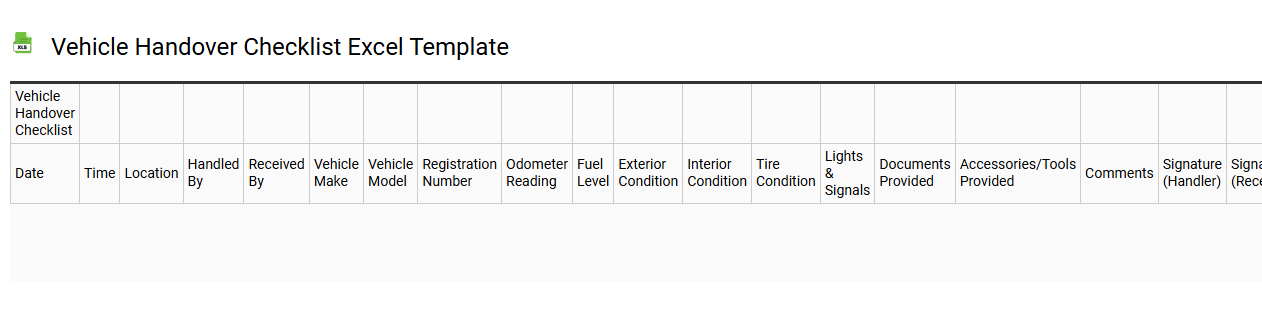 Vehicle handover checklist Excel template