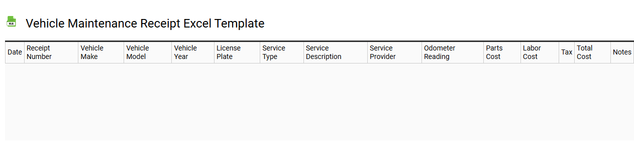 Vehicle maintenance receipt Excel template