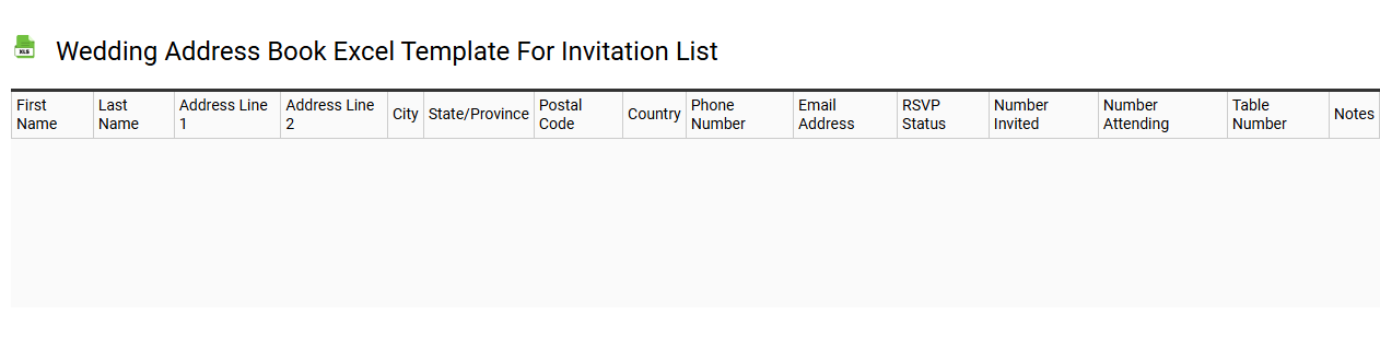 Wedding address book Excel template for invitation list