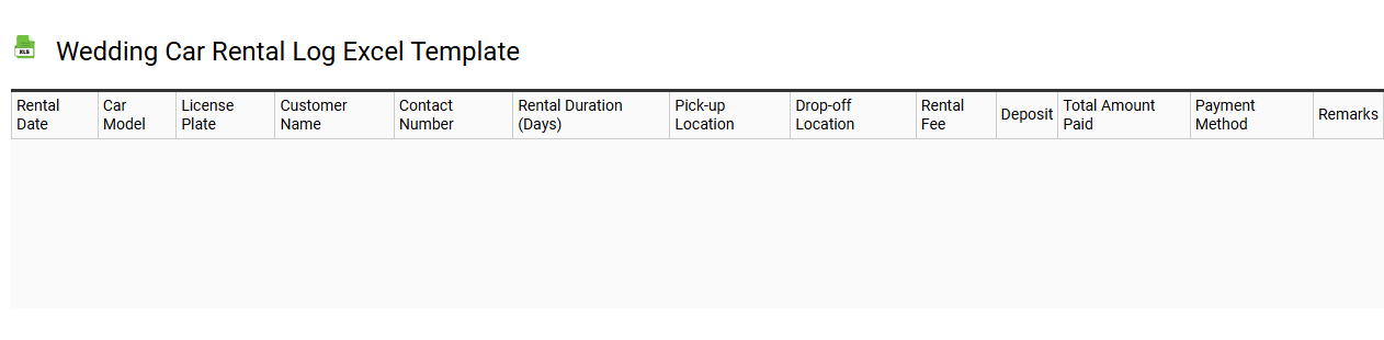 Wedding car rental log Excel template