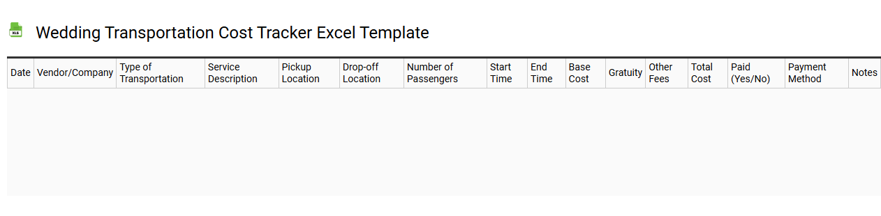 Wedding transportation cost tracker Excel template