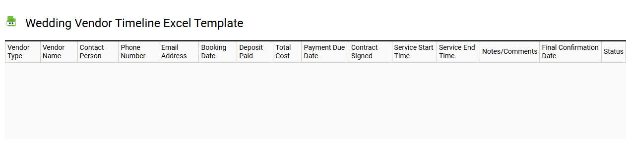Wedding vendor timeline Excel template