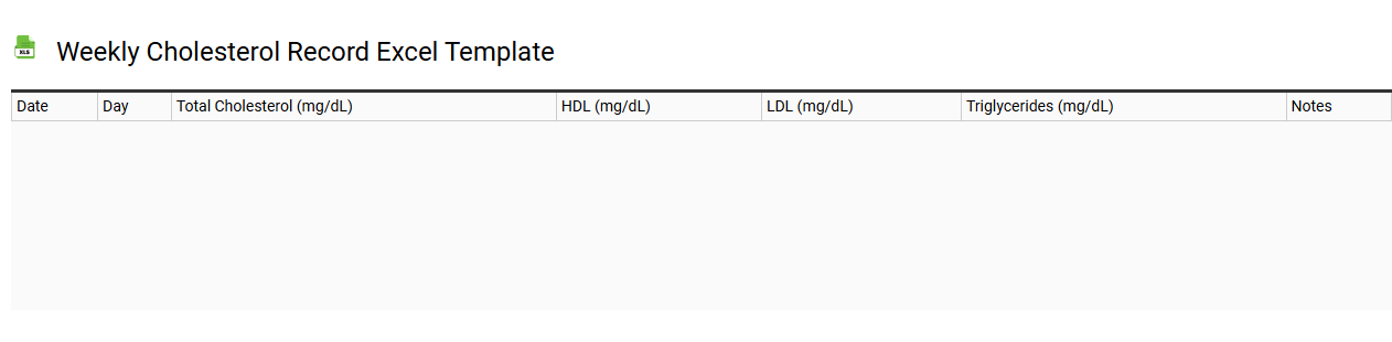 Weekly cholesterol record Excel template
