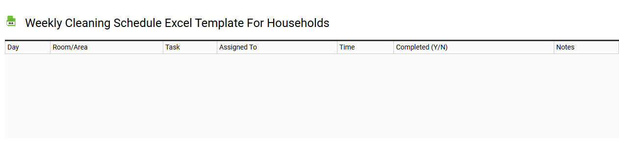 Weekly cleaning schedule Excel template for households
