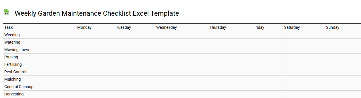 Weekly garden maintenance checklist Excel template