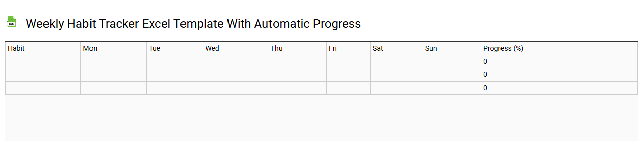 Weekly habit tracker Excel template with automatic progress