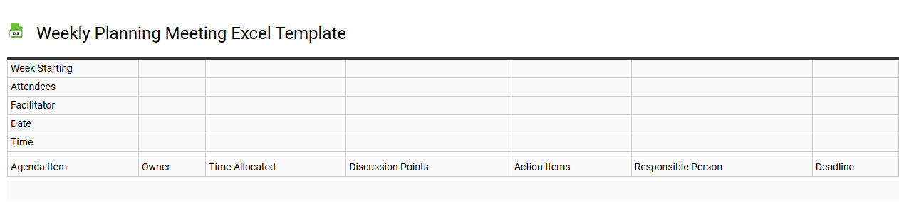Weekly Planning Meeting Excel template