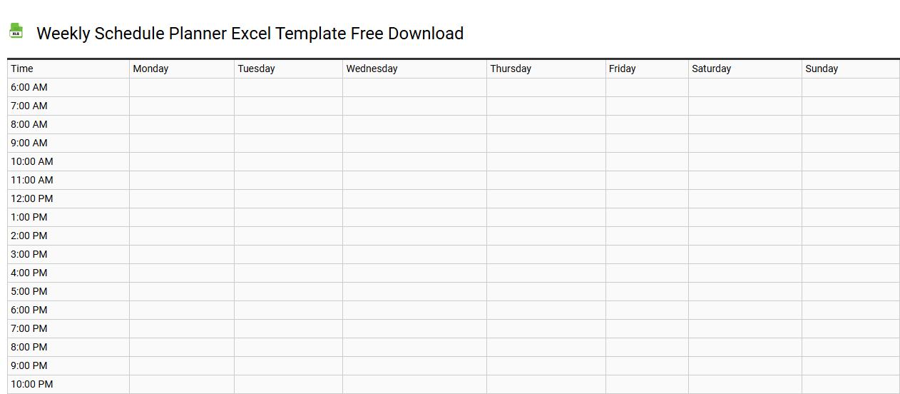 Weekly schedule planner Excel template free download
