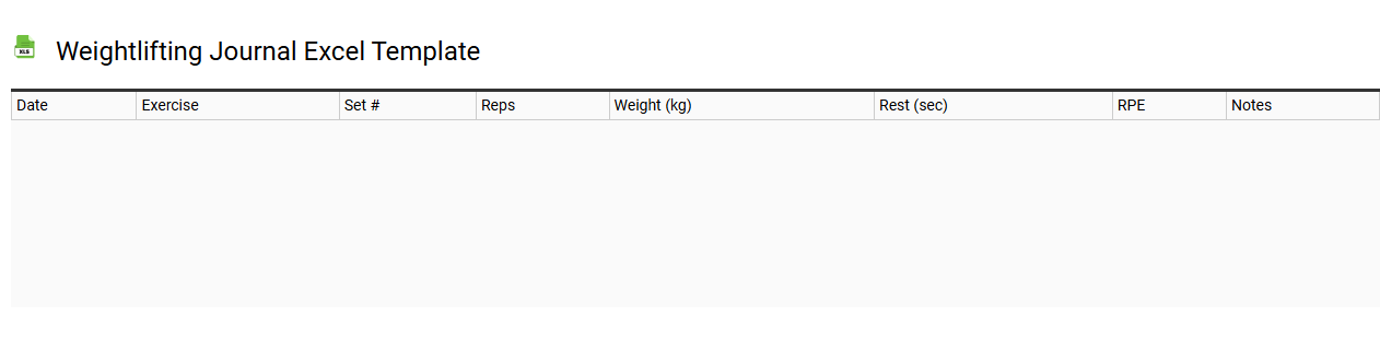 Weightlifting journal Excel template