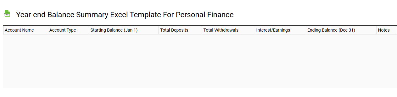 Year-end balance summary Excel template for personal finance