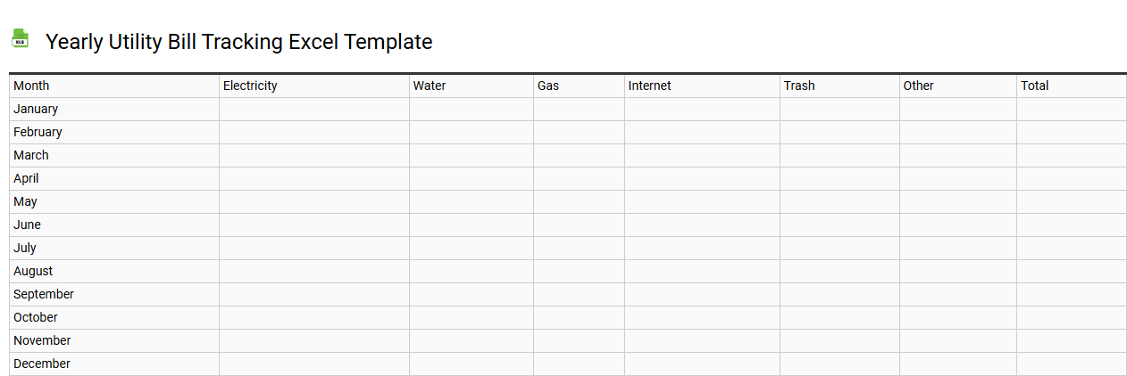 Yearly utility bill tracking Excel template