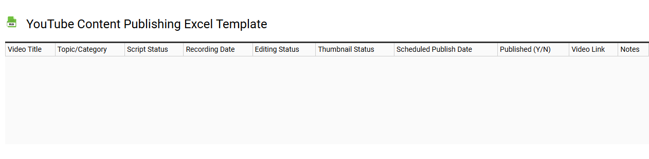 YouTube content publishing Excel template