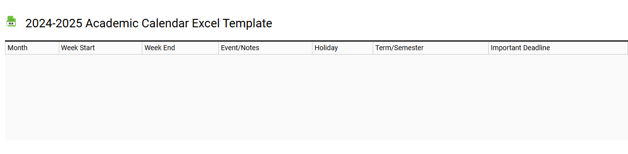 2024-2025 academic calendar Excel template