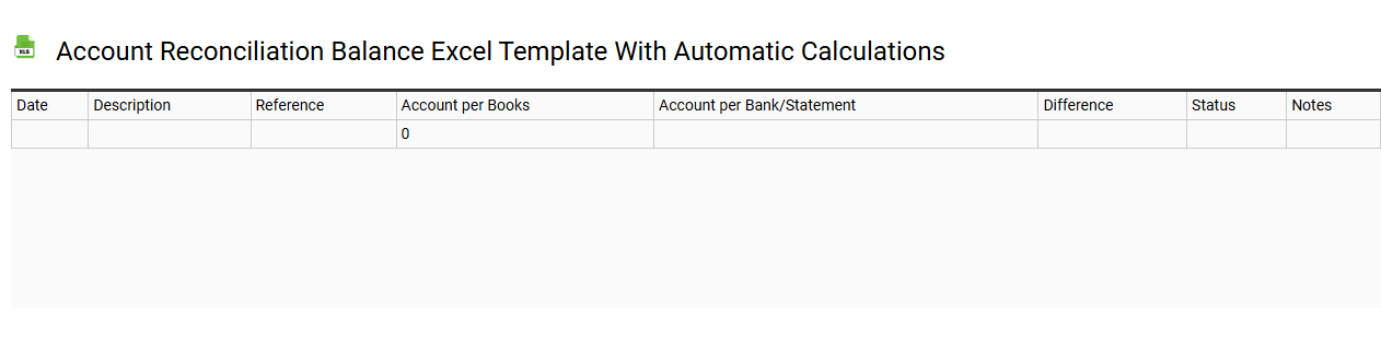 Account reconciliation balance Excel template with automatic calculations