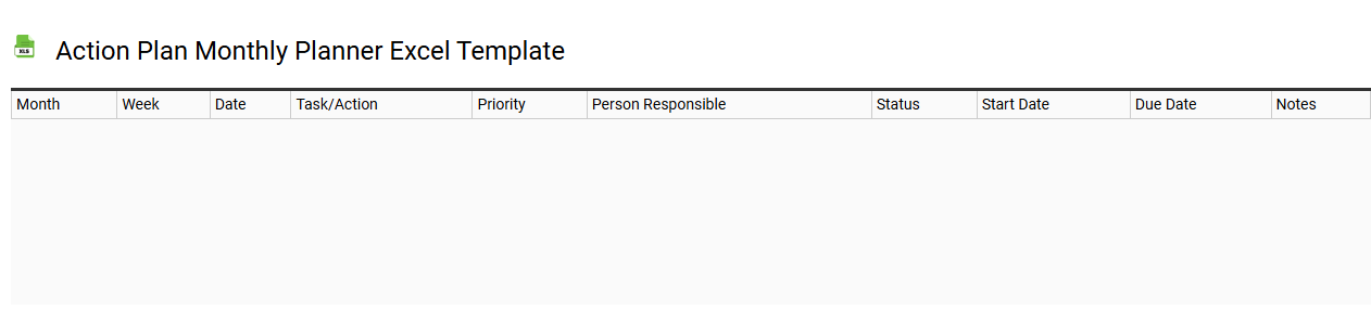 Action plan monthly planner Excel template
