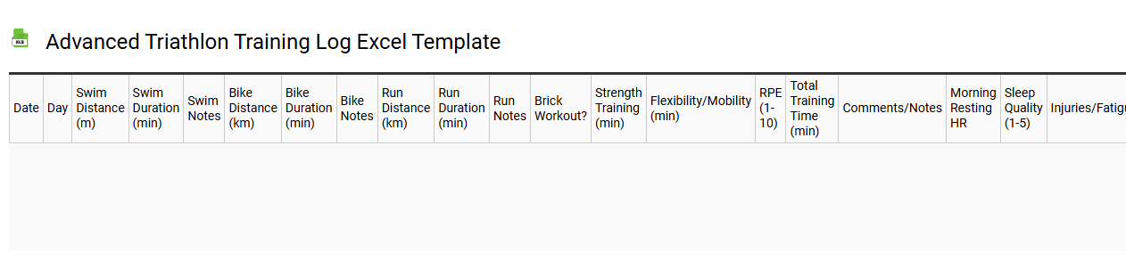 Advanced triathlon training log Excel template