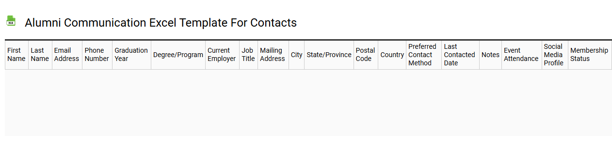 Alumni communication Excel template for contacts
